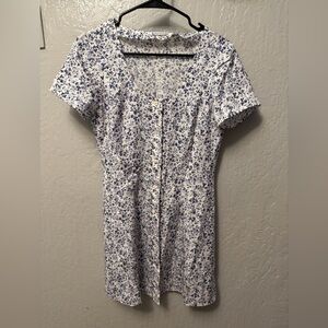 Reformation Blue and White Floral Blouse